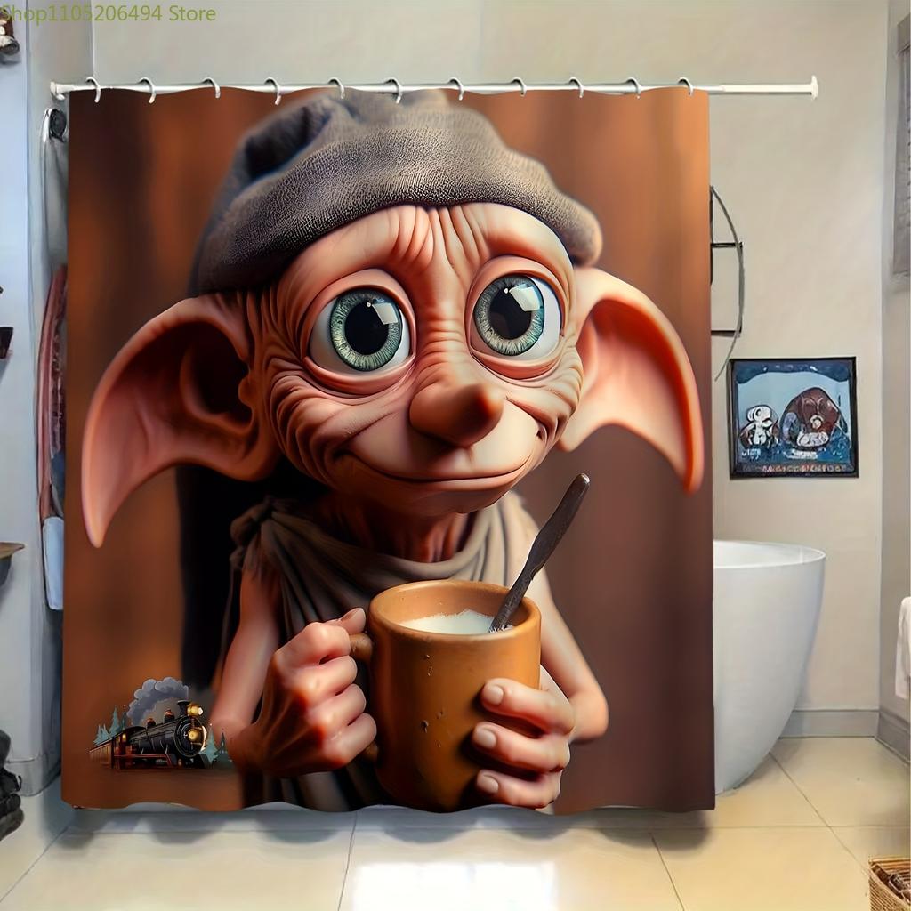 1 Warner Bros. Harry Potter Cartoon Print Shower Curtain, Privacy Bath Curtain, Home Partition Curtain with Hooks, Machine Was