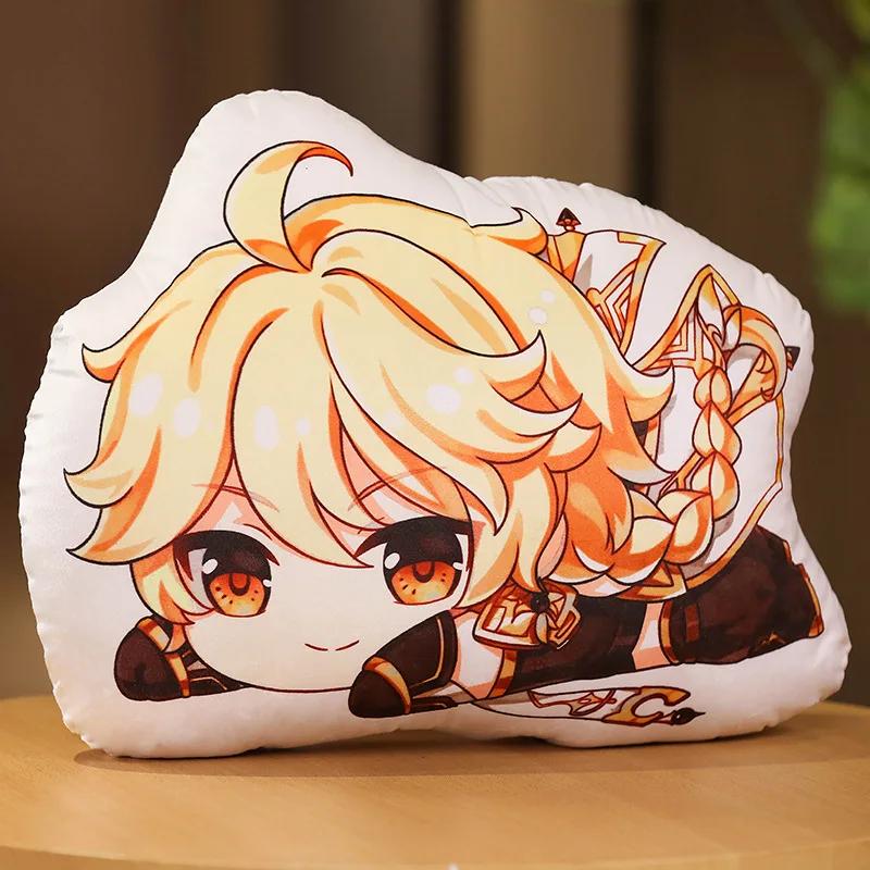 Genshin Impact Plush Pillow Anime Plushie Sofa Cushion Paimon Amber Lumine Keqing Klee Barbara Cartoon Stuffed Toy Birthday Gift