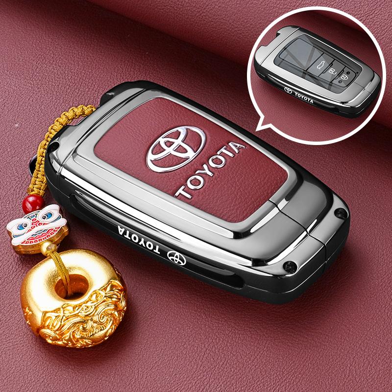 Leather Zinc Alloy Car Key Case for Toyota Corolla Hybrid 2021 Rav4 Land Cruiser Prado Camry Highlander Prius C-HR 2018+