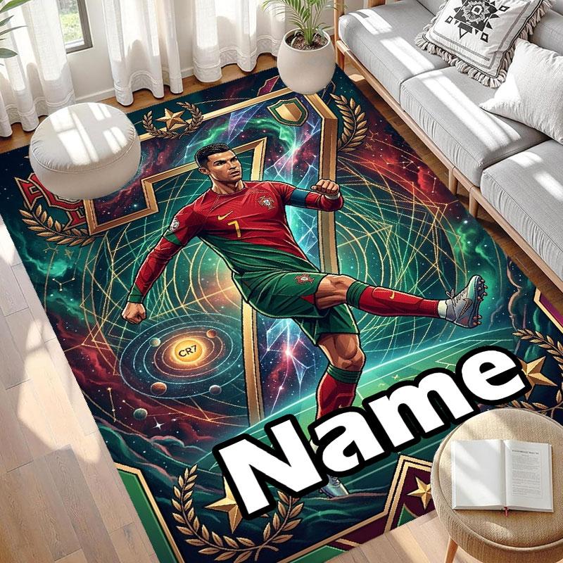 Custom Name Personalized Cristiano Ronaldo Print Carpet, Versatile Home Decor Rug, for Playroom, Apartment, Balcony, Entryway, Hallway Gift