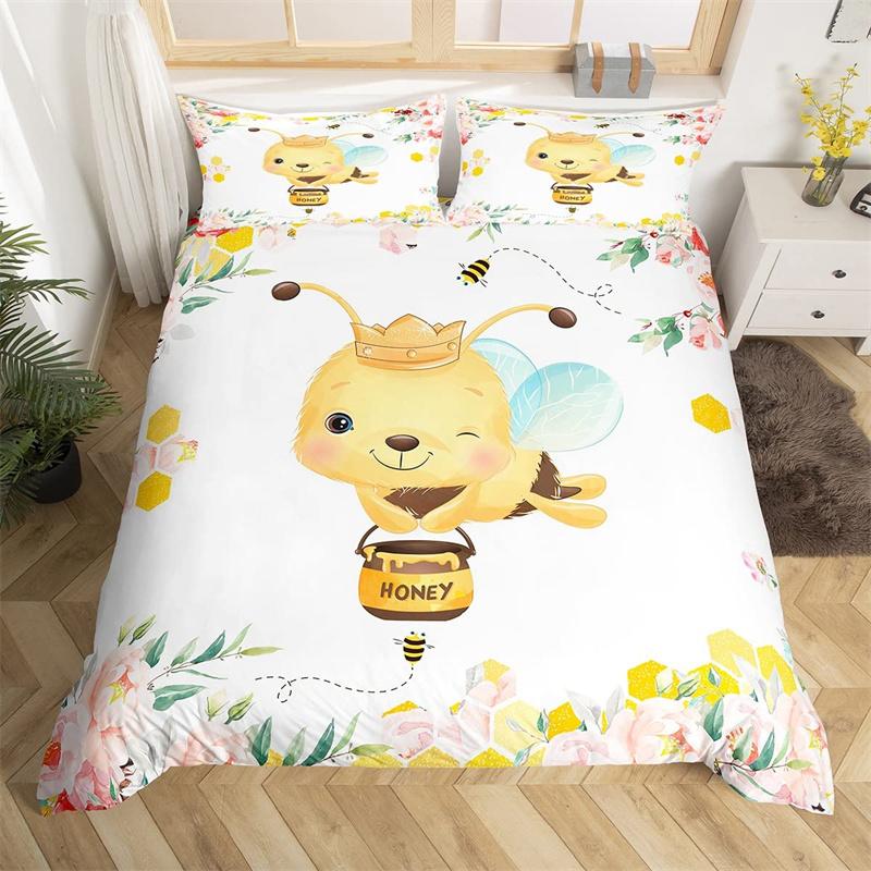 Cute Milk Cow Bedding Set King Cartoon Animal Duvet Cover Botanical Floral Comforter Cover Microfiber Farmhouse Bedspread Cover