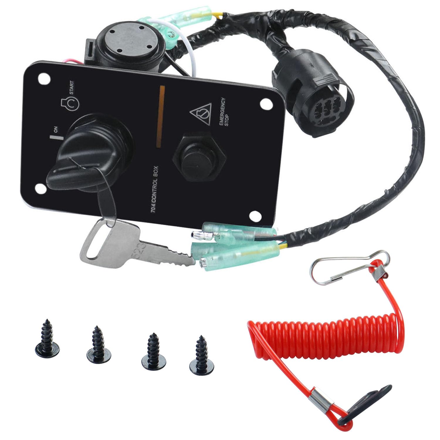 12V Single Key Switch Panel Marine Outboard Single Engine Ignition Key Switch Panel Assembly On Off Switch 704 Control Box for Yamaha Outboard Yacht