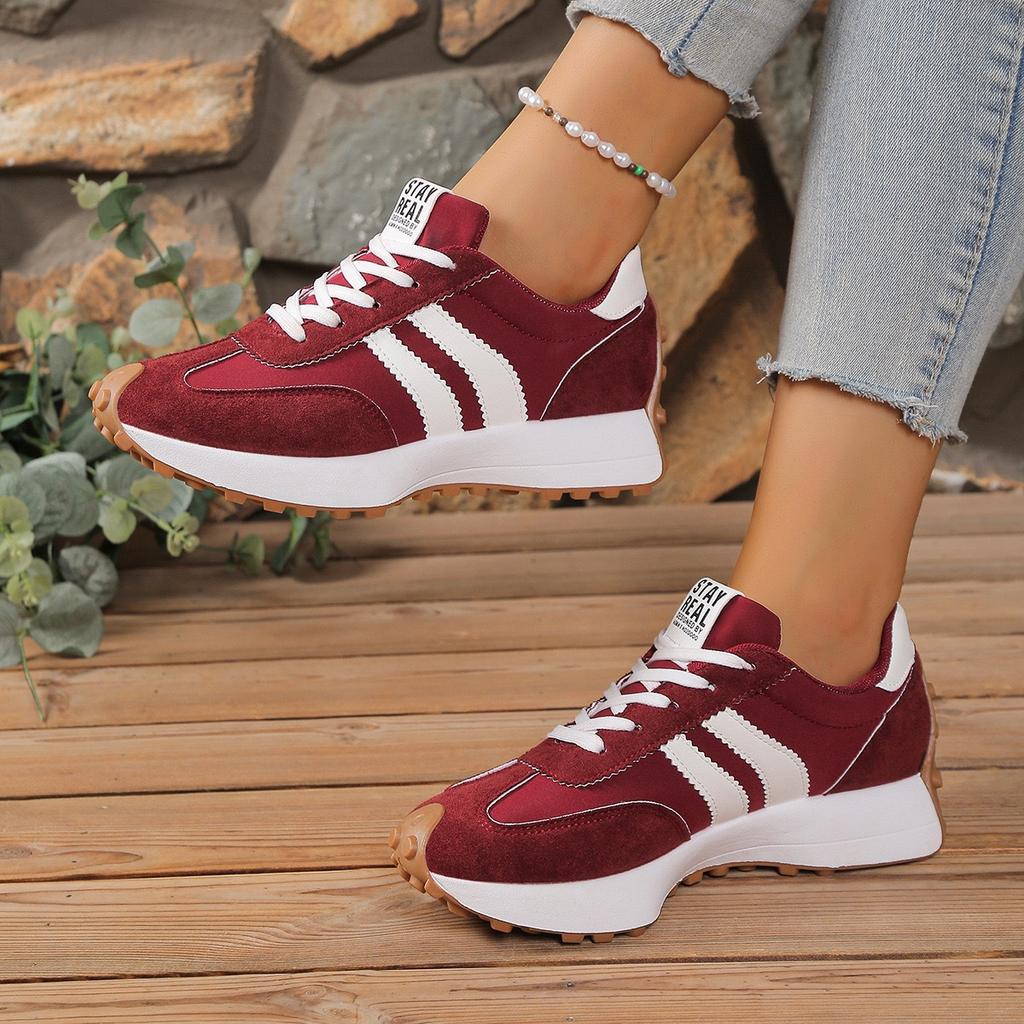 Lente Casual Sportschoenen voor Dames | Dikke Zool, Hoogte Verhogend, Veelzijdig, Retro Casual Schoenen, Gestreept Ontwerp, Damesschoenen, Sportschoenen