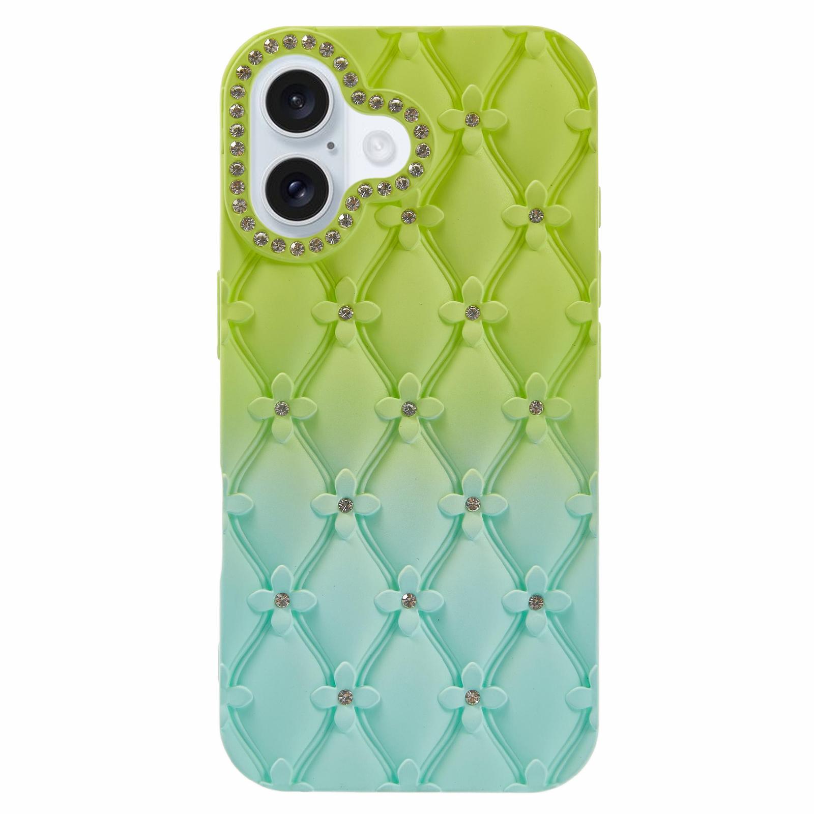 

For iPhone 16 Case Rhinestone Decor Rubberized TPU Phone Cover E