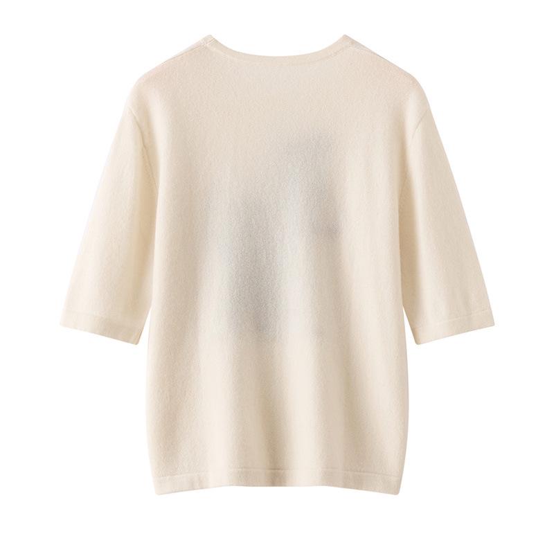 2025 Early Autumn Women's Cashmere Short-Sleeve Loose Knit Sweater - Round Neck Versatile Pullover