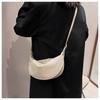 Women's Faux Leather Crescent Bag, Soft Dumpling Shoulder Crossbody Purse, Zipper Closure Handbag for Daily Use