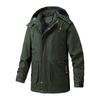 Winter Hooded Jacket for Men, Thick and Warm with Fleece Jacket, Men's Autumn and Winter Men's Mid To Long Washed Cotton Jacket