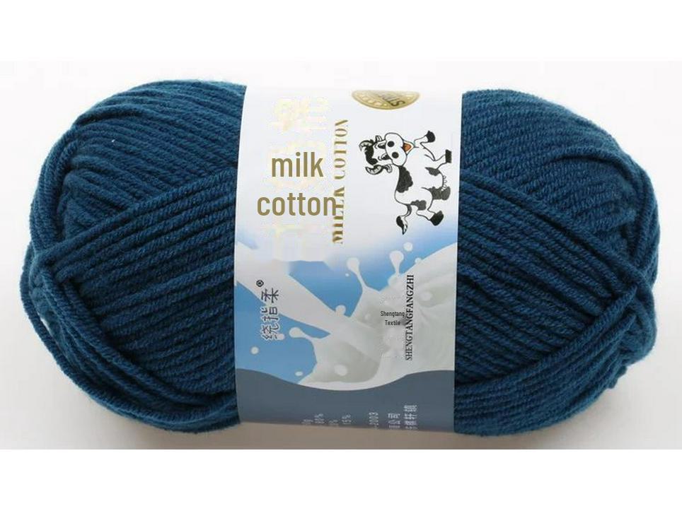 5-Strand Milk Cotton Baby Wool Hat & Scarf Hand-Woven Medium-Thick Yarn Set