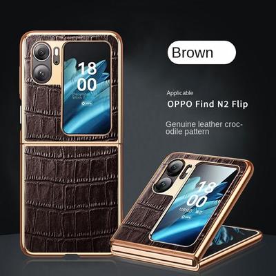 Luxury Leather Phone Cover for Oppo Find N2 N3 Flip Case Plating Hard Bumper Shockproof Protection Case