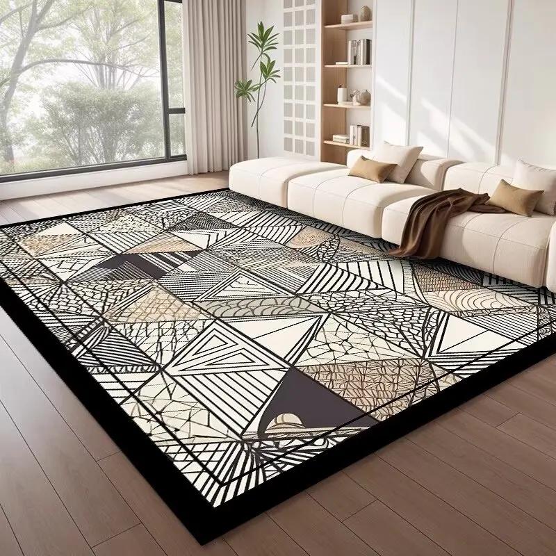 Nordic Style Geometric Large Rugs for Living Room Modern Decoration Home Carpet Light Luxury Bedroom Rug Non-slip Washable Mat