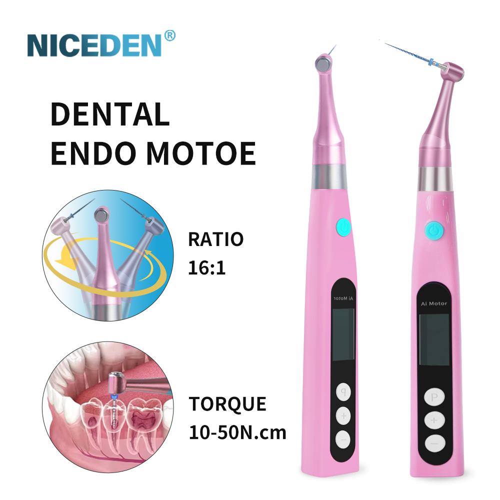 Niceden Thérapie radiculaire dentaire intelligente sans fil NICEDEN 16:1 contre-angle standard avec lampe Instrument endodontique Moteur Endo