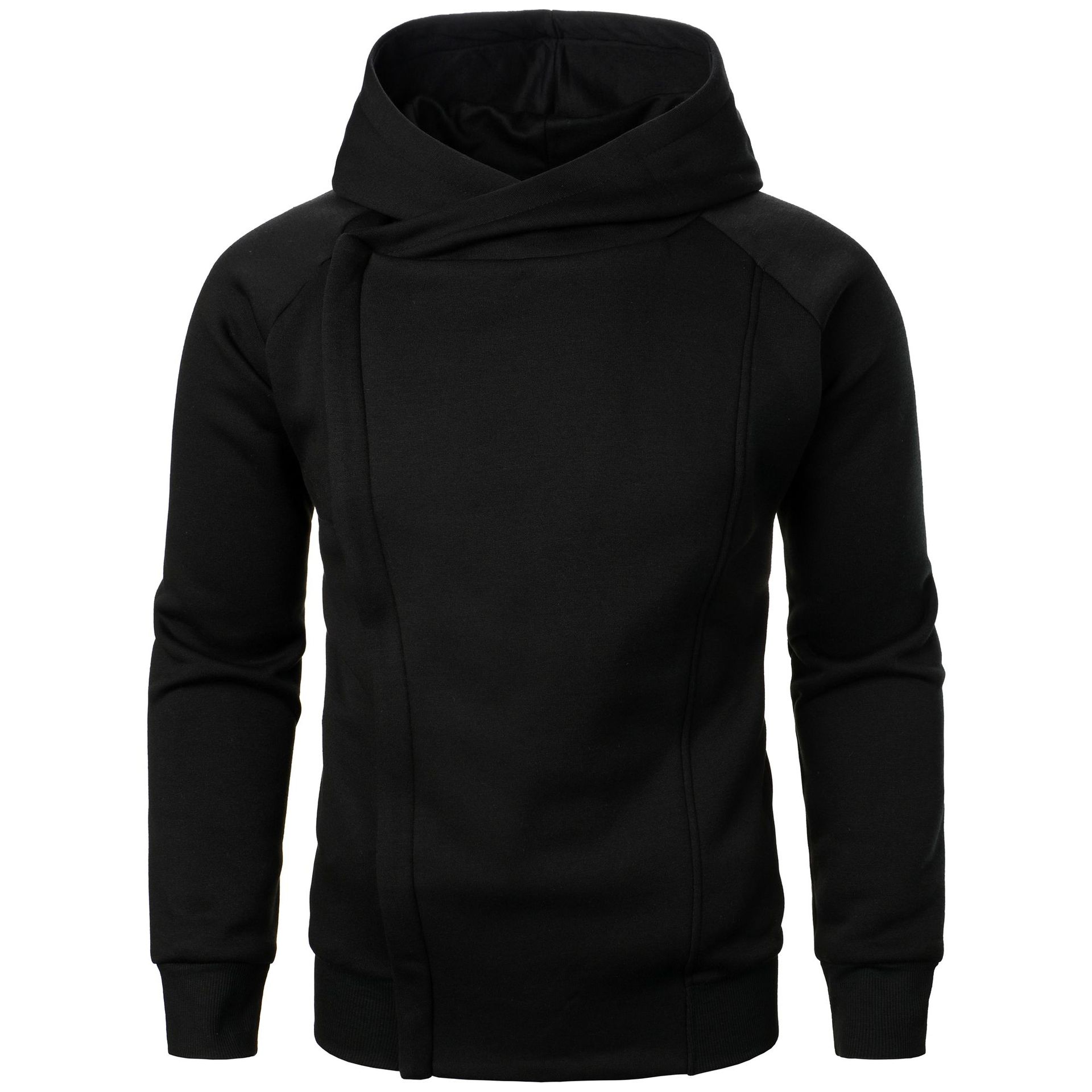 

Autumn Winter Men s Hooded Top Long Sleeve Side Zipper Design Hoodie 2XL