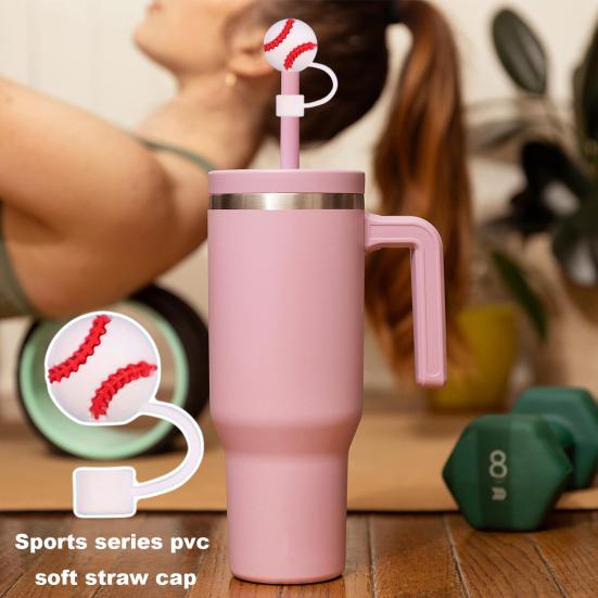 4 Stück Silikon-Strohhalmkappen, 10 mm, staubdicht, auslaufsicher, wiederverwendbar, Fußball-Thema, lebensmittelecht, Flaschenstrohhalm, Staubschutz, Trinkgläser, Trinkhalmaufsätze, Trinkhalm