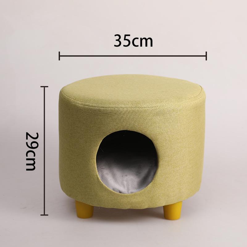 Solid Wood All-Season Cat Bed Stool: Warm Winter Semi-Enclosed Pet Bed for Kittens and Puppies