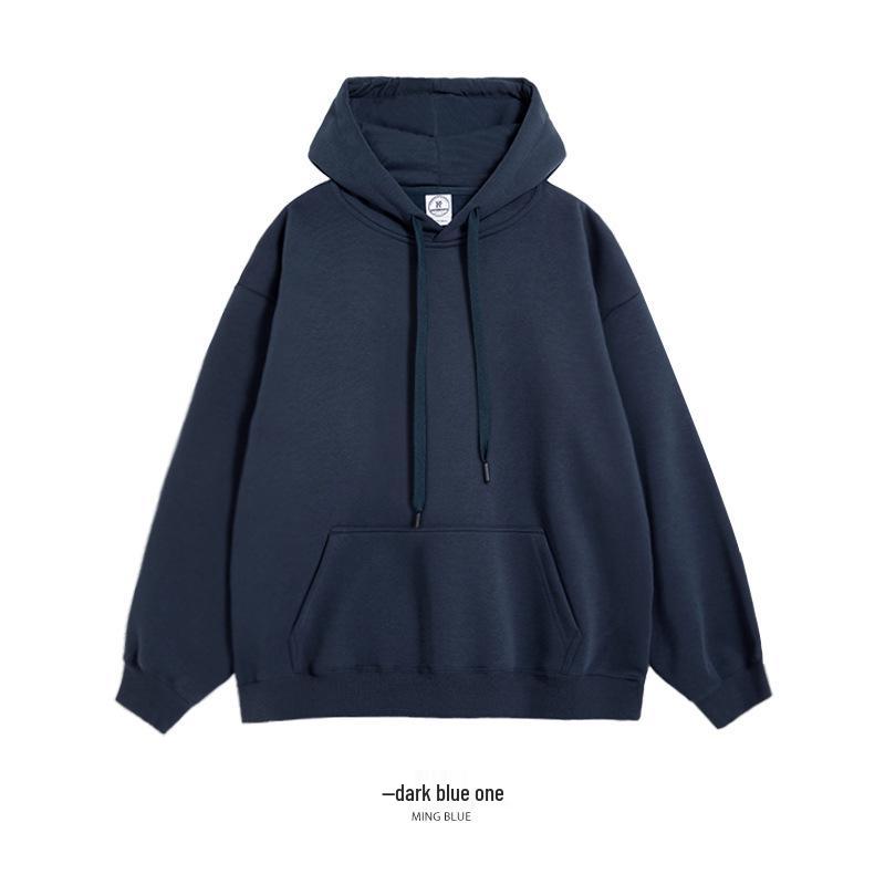 Unisex Drop Shoulder Solid Color Hoodie Pullover - Spring & Autumn Long Sleeve Sweatshirt