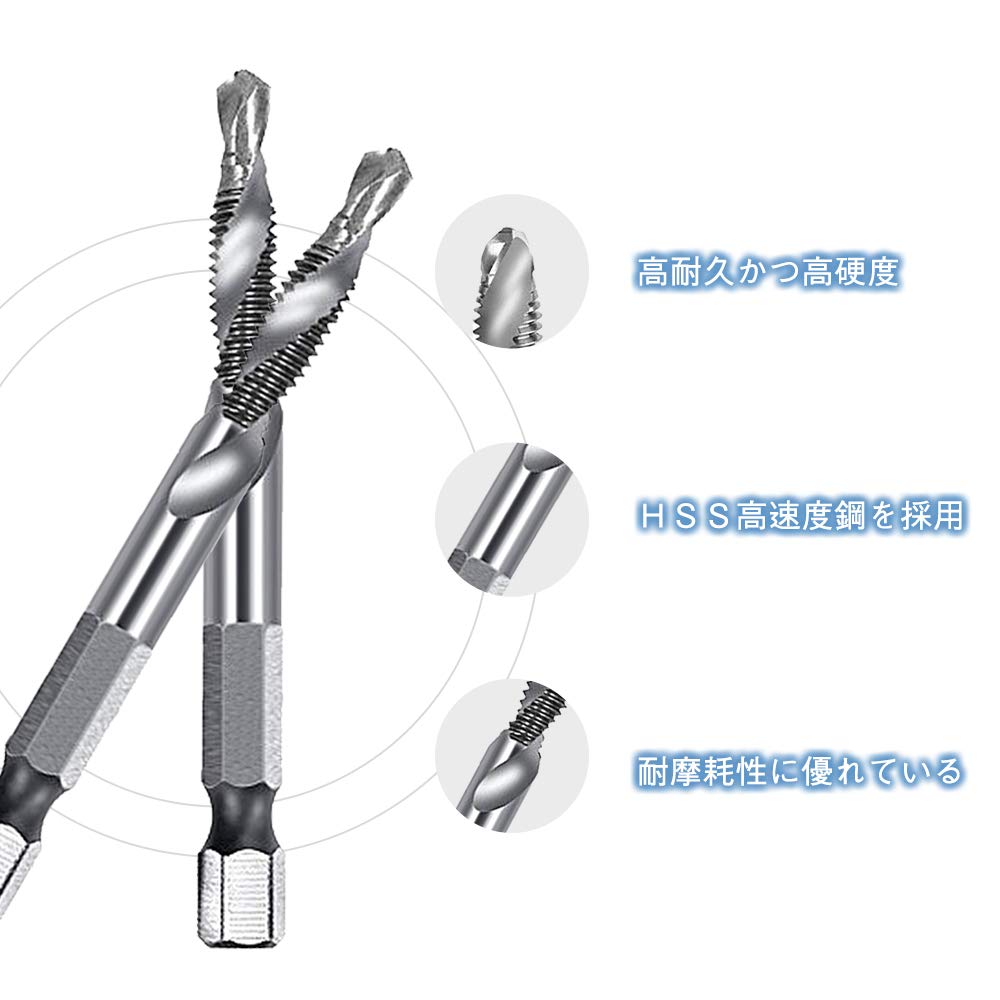 Tap Spiral HSS 6542 High Speed Steel Tap Drill Set M3-M10 (HSS4341, Silver)