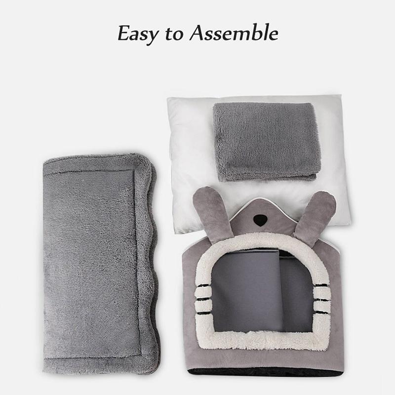 Indoor Winter Warm Cozy Kennel Tent Cat Nest Cushion Removable Basket Pet House