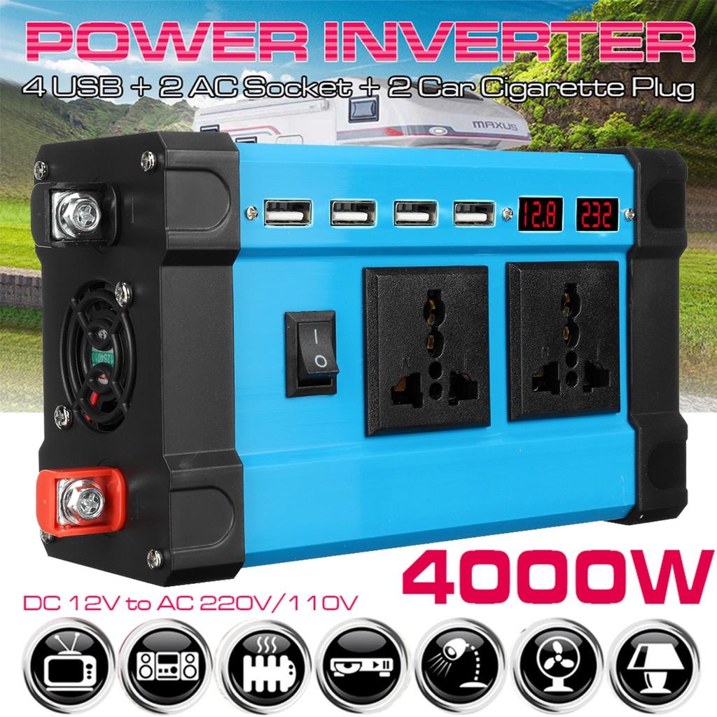 4000W Solar Panel Transformer  Modified Sine Wave Solar Power Inverters+18W Car Adapter Charging Converter DC 12V To AC 110V/220V