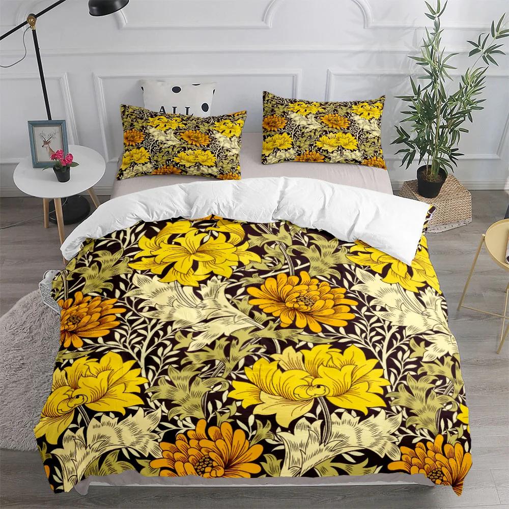 William Morris Neoclassical Floral And Birds Duvet Cover Set  Double King  Full Queen Size Bed Linen Set