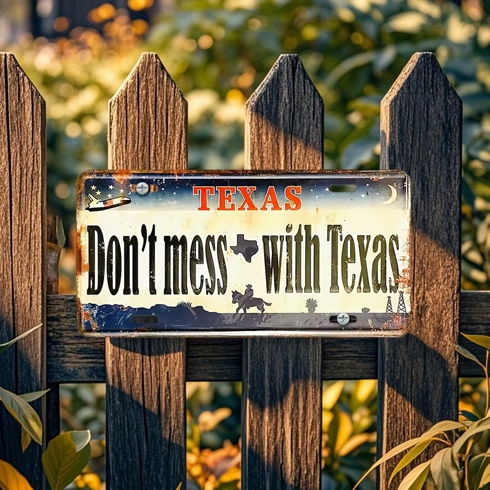 Vintage Dont Mess with Texas Metal Sign  Country Western Wall Art with Cowboy and Starry Night Sky Theme  Easy to Hang Dur 15x30cm(5.9x7.8inch)