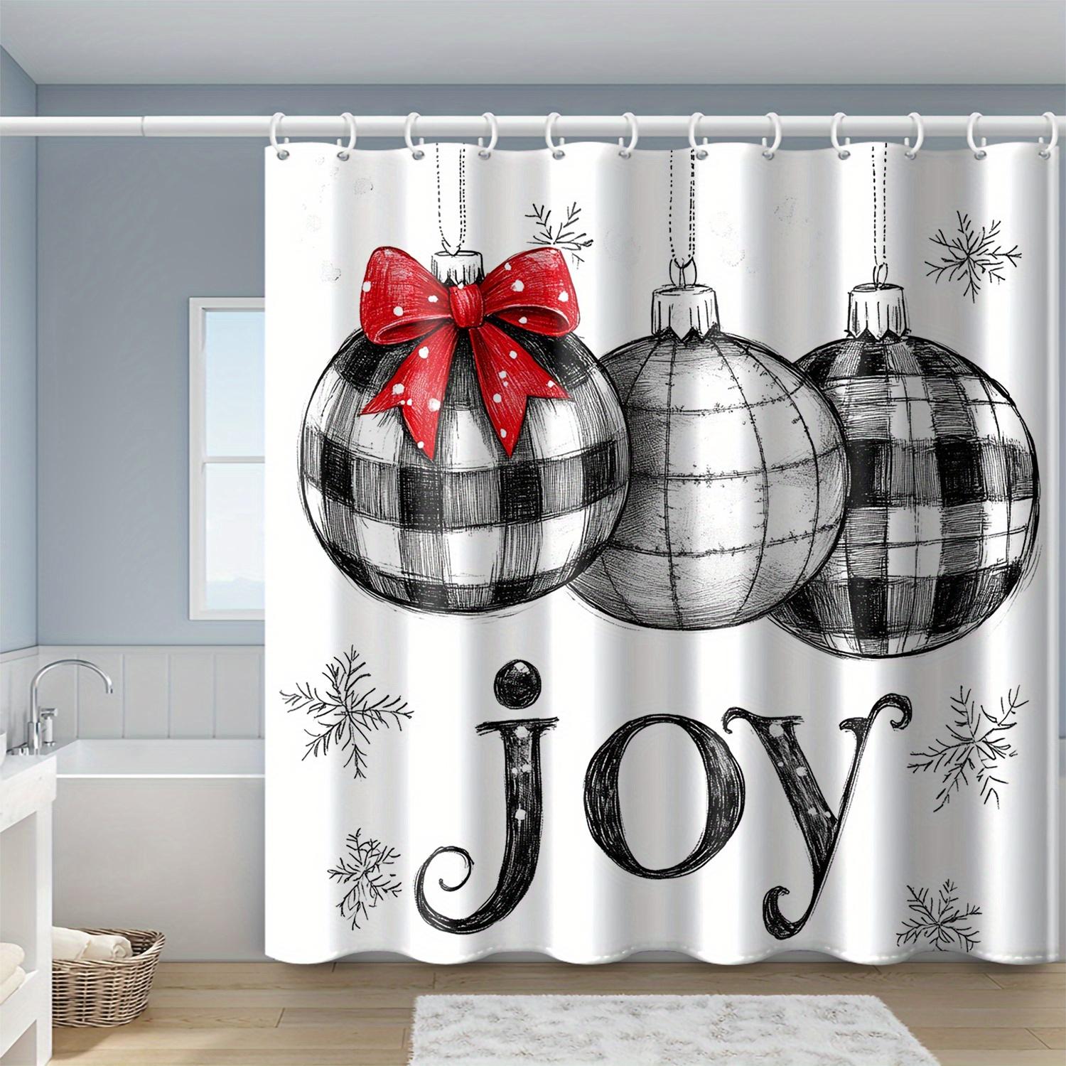 

1Pc Christmas Black And White Plaid Pattern Shower Curtain, Polyester Fabric, Machine Washable, Suitable For Bathroom Decoration W60H190(CM)-1 Pcs