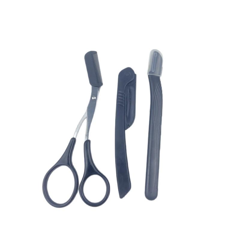 3-Piece Eyebrow Trimming Set with Scissors, Comb, and Small Trimmer