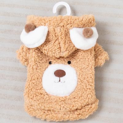 Manteau à capuche épais pour animal de compagnie, automne et hiver, ours en peluche, manteau en fourrure d'agneau pour chien, ours en peluche, petit chien, chat, vêtements chauds pour animaux de compagnie