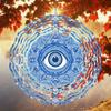 Evil Eye Wind Spinner 2D Metal Garden Decor Blue and White Design for Patio Yard Outdoor Thanksgiving Christmas Holiday No Power Needed
