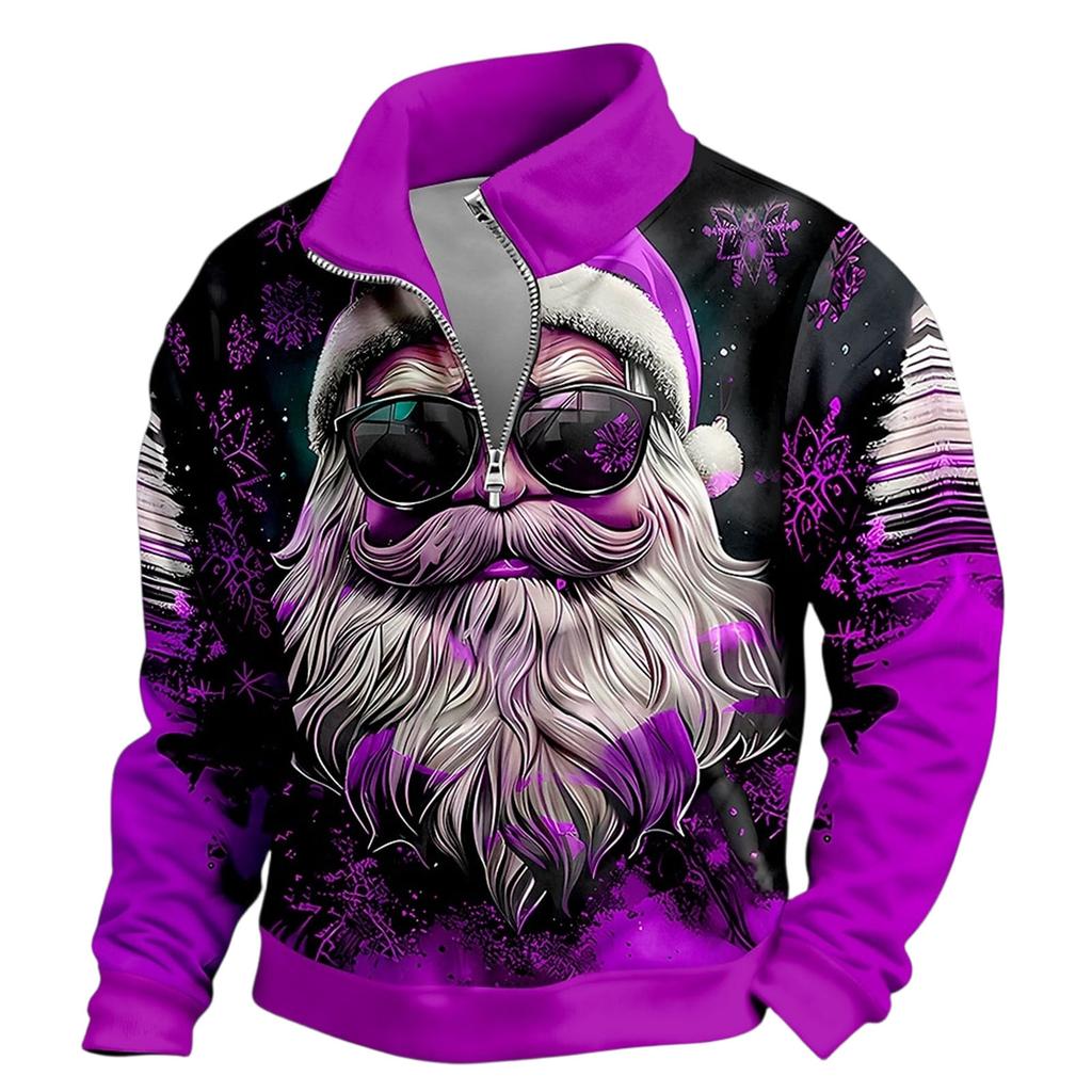 Men's Casual Long Sleeve Full-Zip Sweatshirt with Stand Collar Athletic Top