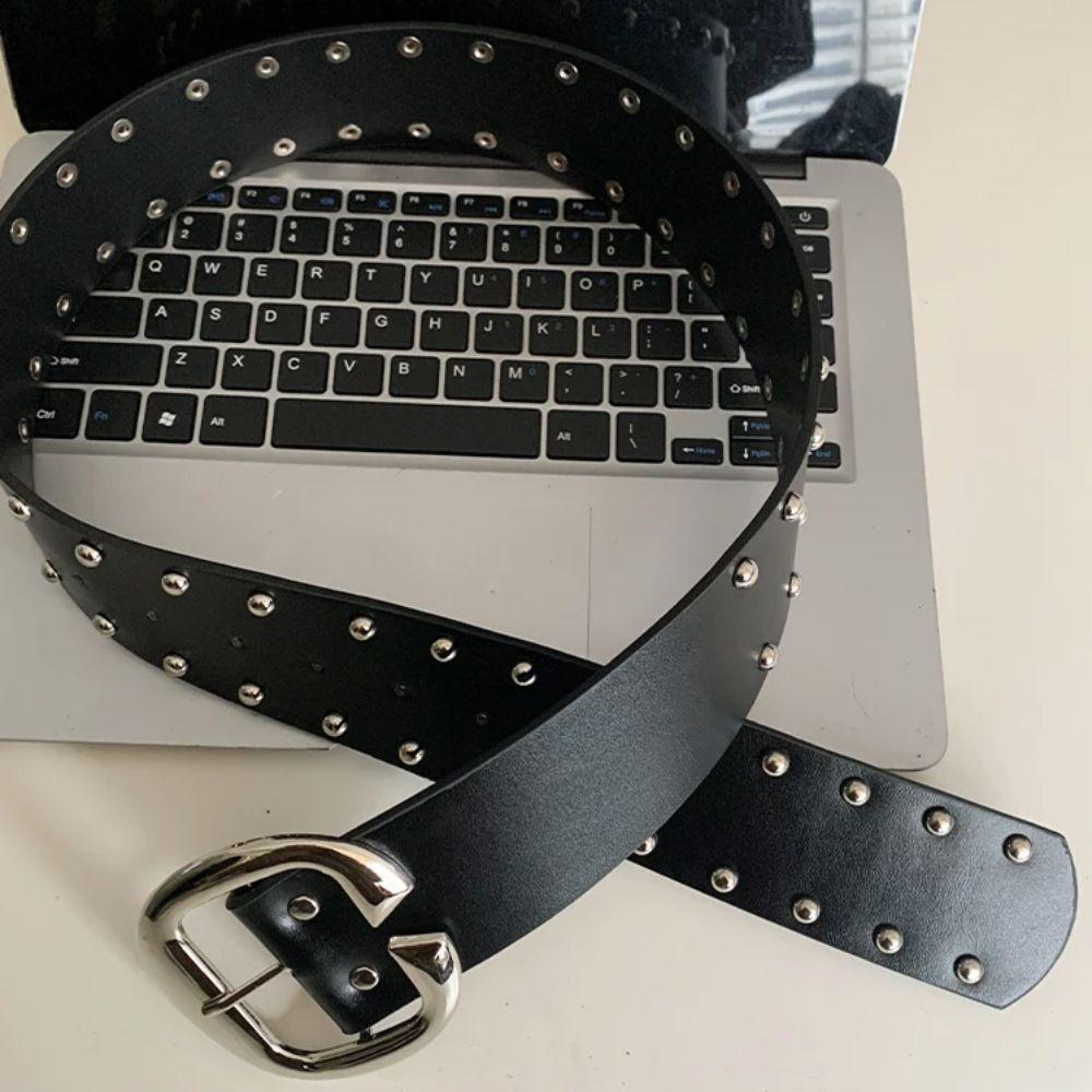 Punk Style Rivet Waist Belt Designer Dress Jeans Belt Heavy-Duty Wide Women's Belt  Streetwear