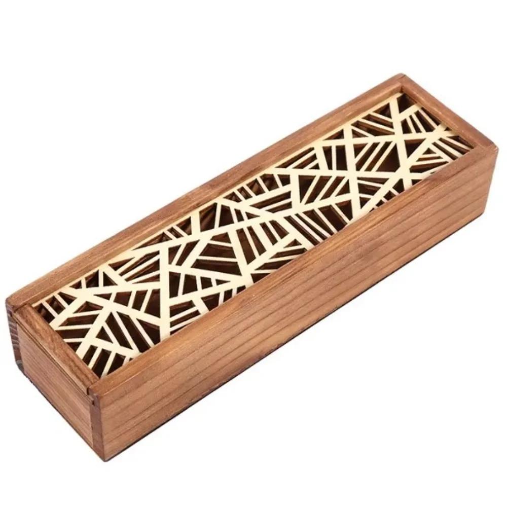 

Unique Portable Wooden Pencil Box Retro Hollow Stationery Box Durable Multifunctional Pencil Case Desk Storage Accessories