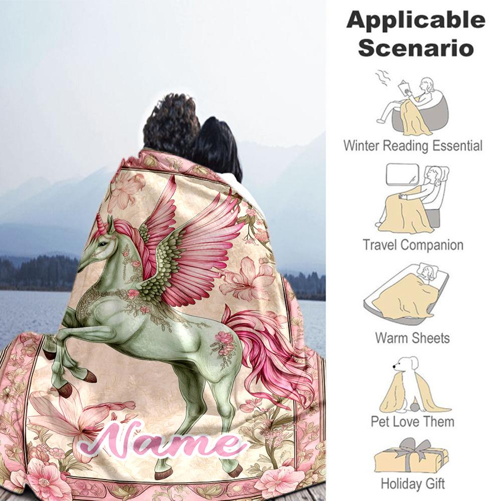 Beautiful Unicorn1 Personalized Text Blanket Gift Personalized Blanket Ultra-Soft Suitable for Living Room Nap Couch Chair for All Occasions