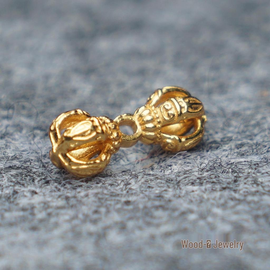Gold Plated S925 Silver Vajra Spacer Bead for DIY Bracelet Pendant