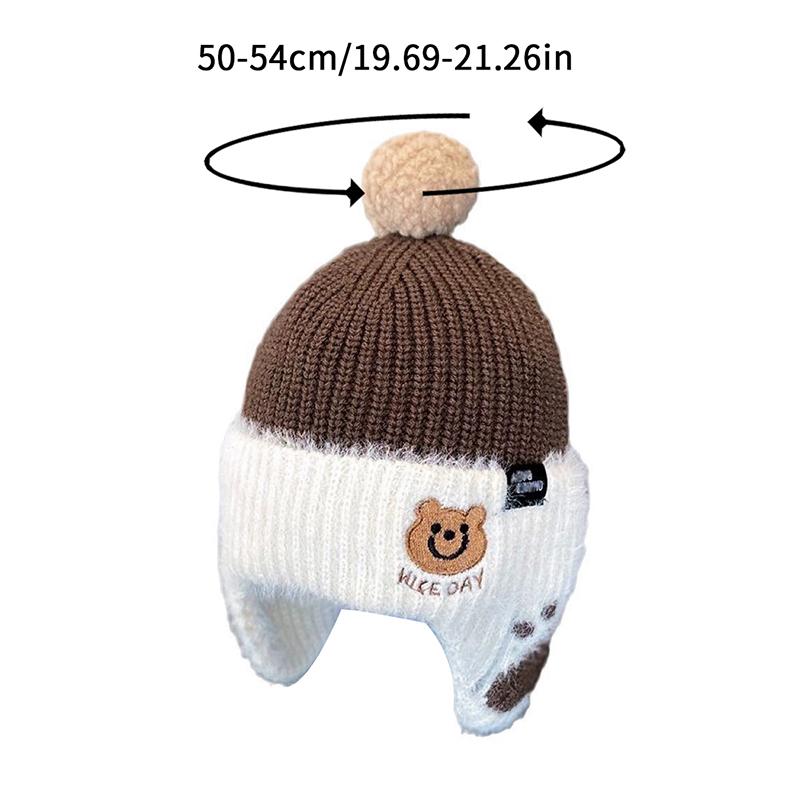Baby Wool Hat Cute Bear Ear Protection Hat Children Winter Thickened Warm Knitted Korean Version Of The Baby Hat