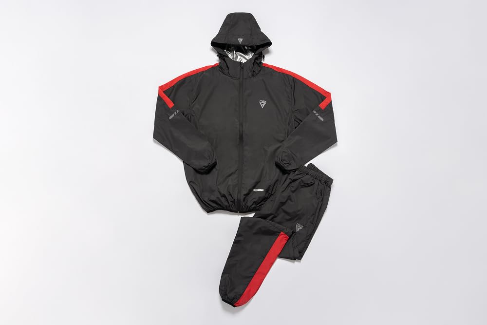 RDX Sauna Training and Running Top and Bottom Set for Men and Suit, Wear, Washable, Women, SSP-H1 (Red, 2XL)