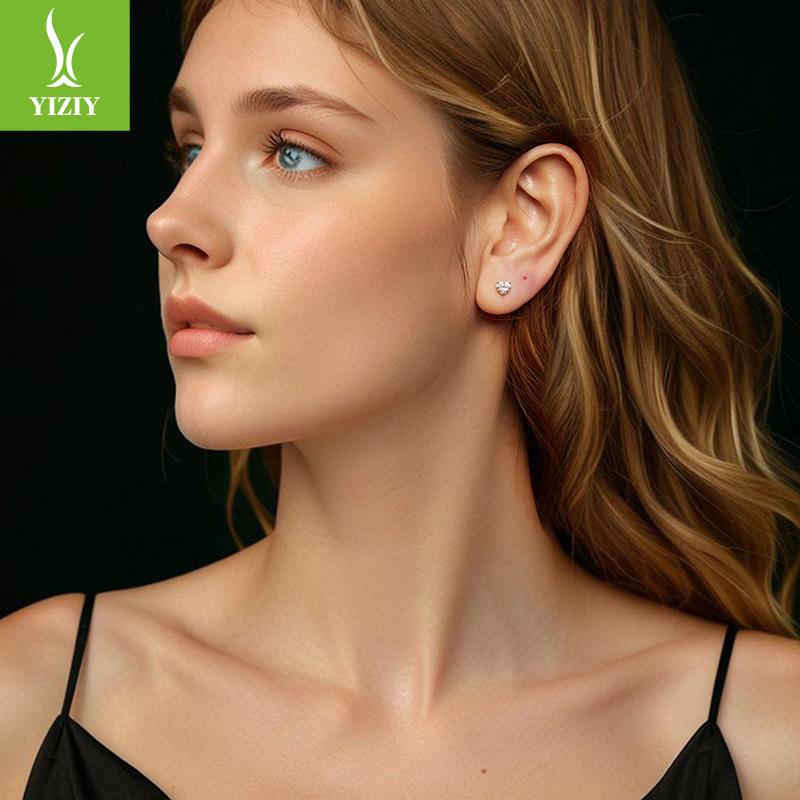 Mini Love Moissanite Stud Earrings, Daily Versatile Heart-Shaped S925 Sterling Silver Stud Earrings For Women