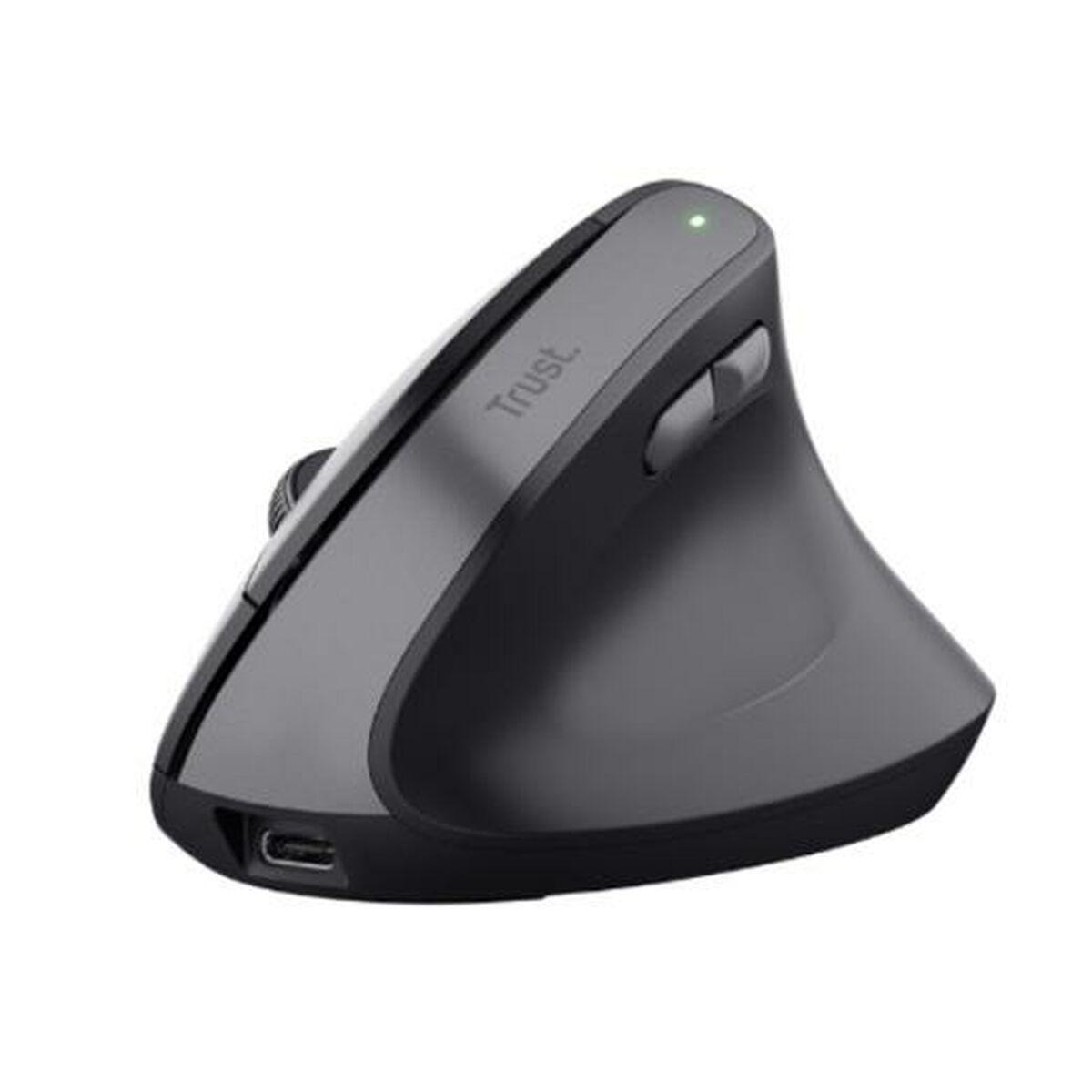 Trust Bayo+ Wiederaufladbare Vertikale Maus Bluetooth + 2.4GHz, Schwarz | Vorbeugung Gegen Mausarm/Tennisarm (RSI Syndrom), Kabellose Ergonomische Maus PC Laptop Mac - Bild 5