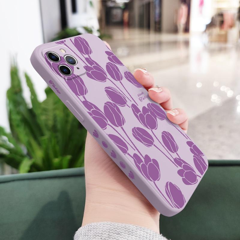 

Dark Tulip Phone Case For iPhone 16 15 14 13 12 11 X XR XS Plus Pro Max Mini Silicone Cover iPhone 12 mini