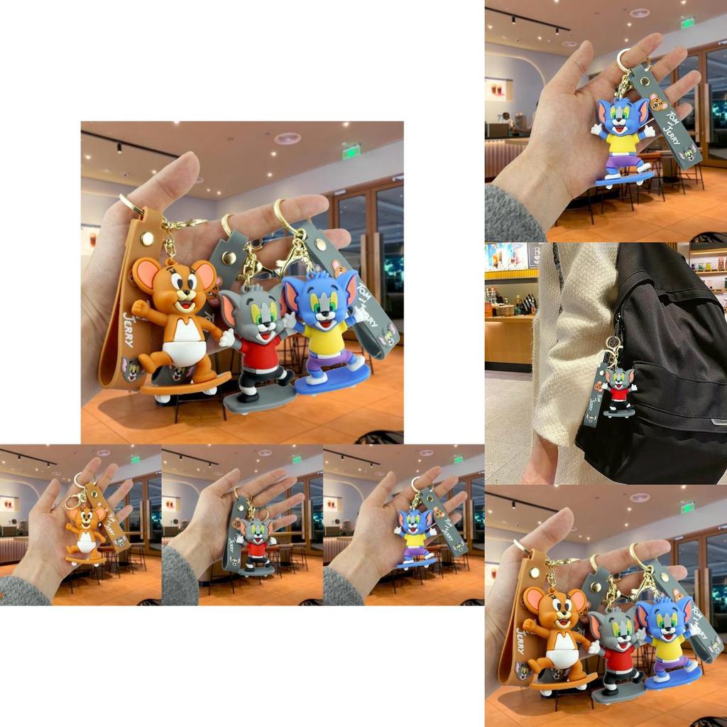 Entzückender Tom und Jerry Gummi Schlüsselanhänger Cartoonfigur Schlüsselanhänger für Jungen und Mädchen