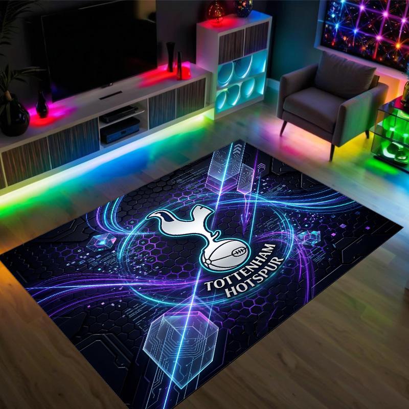 Tottenham Hotspur Design Crystal Velvet Carpet Cozy Non?Slip Printed Rug For Bedroom Living Room Entrance