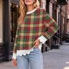 Women's Loose Fit Crewneck Sweatshirt with Scalloped Hem, Christmas Print Long Sleeve Pullover Top