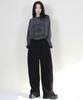 Deumakeu Wide-Fit Corduroy One-Pleat Elastic Pants Black