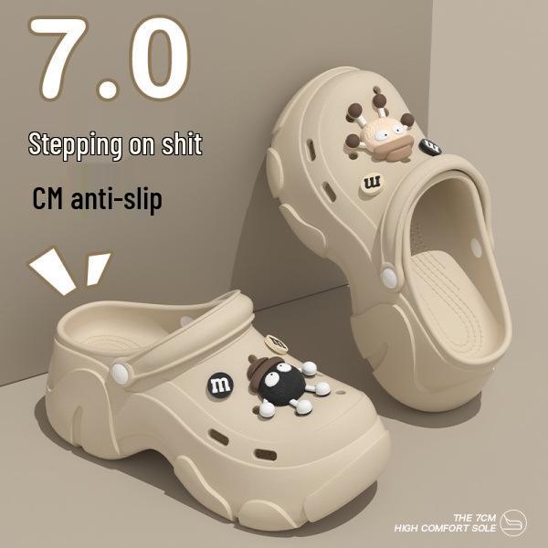Women's Summer Thick-Soled Height-Increasing Perforated Beach Shoes – Lightweight EVA Material for Comfort and Durability.