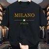 Mens Summer  Cotton Fashionable Casual Loose Plus Size MILANO ITALIA Pattern Printed Sports Round Neck Short Sleeved Tshirt