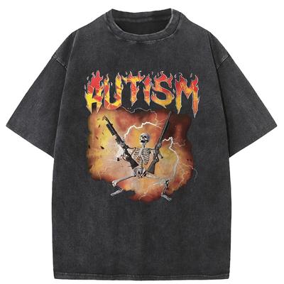 Autistisches lustiges Skelett-T-Shirt für Männer und Frauen, Autismus-Meme, Grafik-T-Shirts, Harajuku, Baumwolle, Streetwear, Vintage-T-Shirt, Unisex