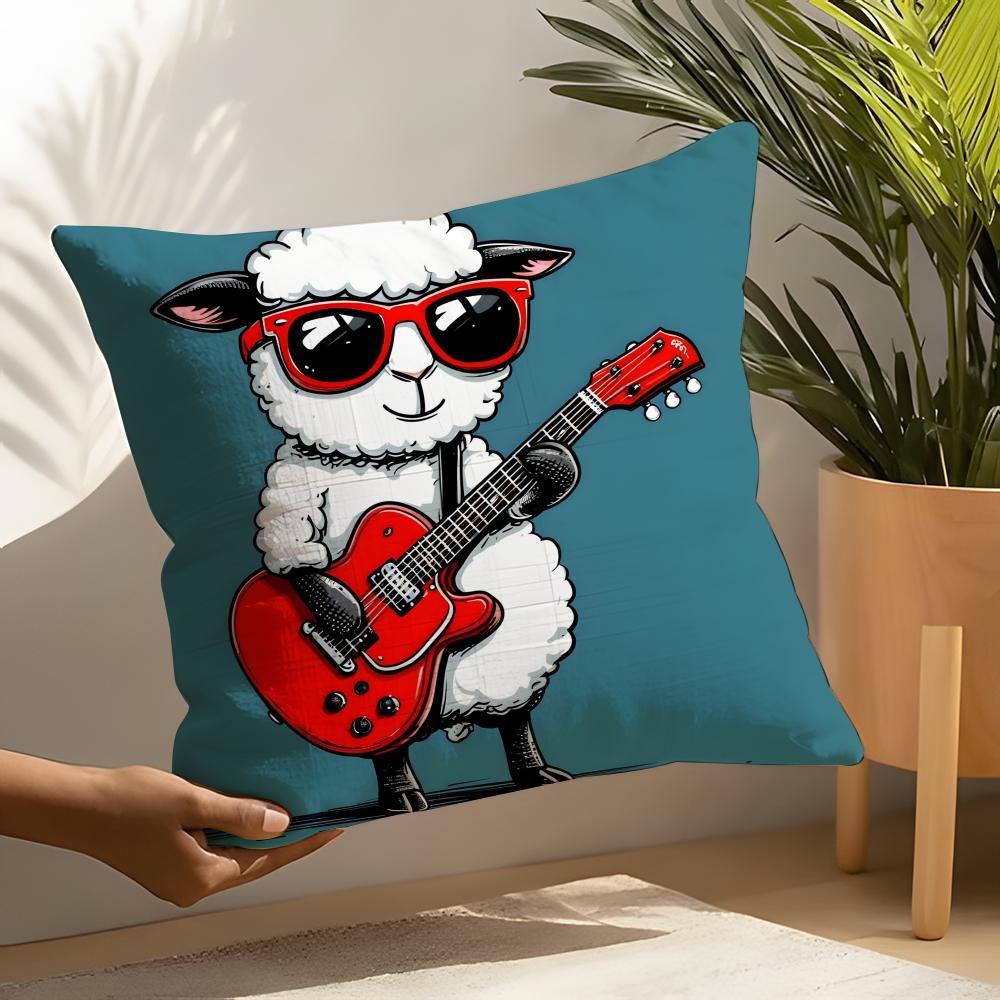Funny Animal Guitar Playing Patterns 3 Linen Cushion Covers For Decorative Sofa Home Pillows Case Car Chair Pillows Cases