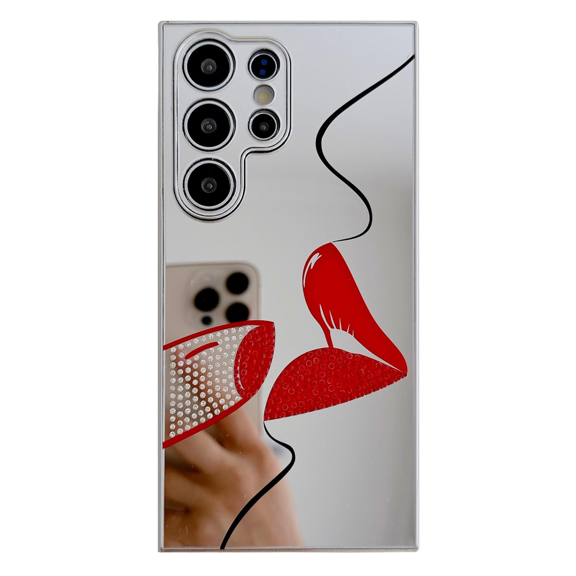 

For Samsung Galaxy S24 Ultra Case IMD Silver Finish TPU+PC Rhinestones Decor Phone Cover D