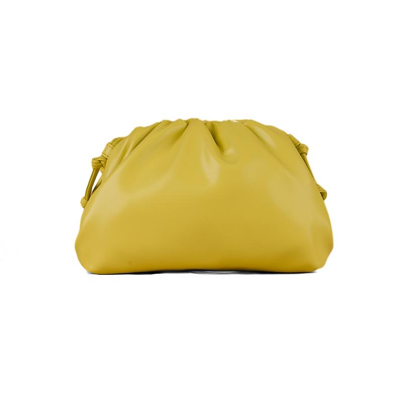 Women's 2024 Soft Leather Pleated Handbag - Evening, Shoulder, and Messenger Bag with Solid Color Texture.