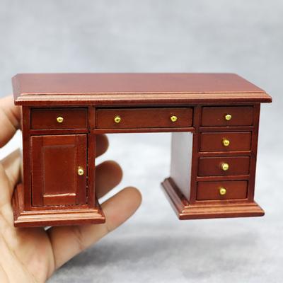 Wooden 45669 Scale Retro Dollhouse Writing Desk Chair Set Miniature Furniture
