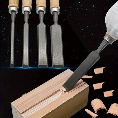 4 Pcs 6/12/18/20mm Wood Carving Chisels Set Professional for Woodworking with Ergonomic Wood Carving Tools DIY Auxiliary Tools